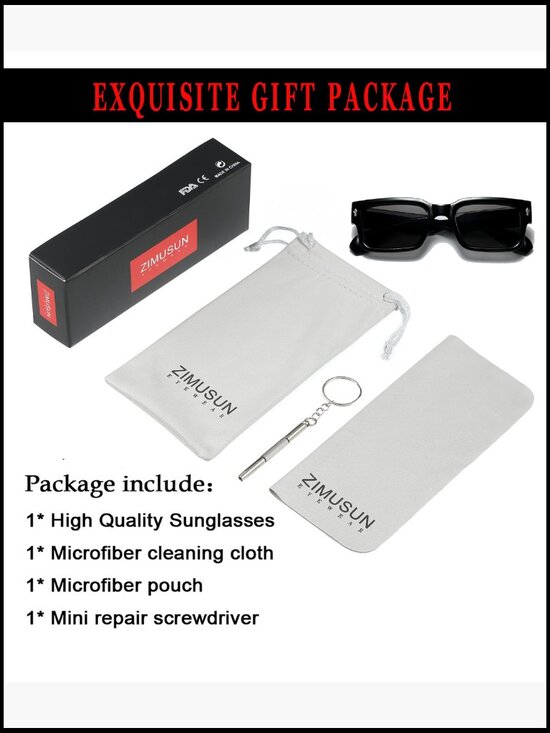 Square Frame Sunglasses with Acetate Fiber Material, Chunky Rectangle Design main image 6